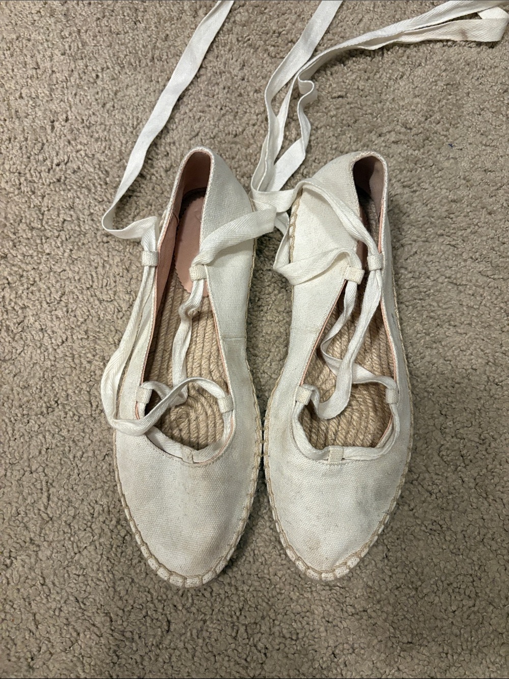 J. Crew Cream Canvas Lace-Up Espadrille Flats